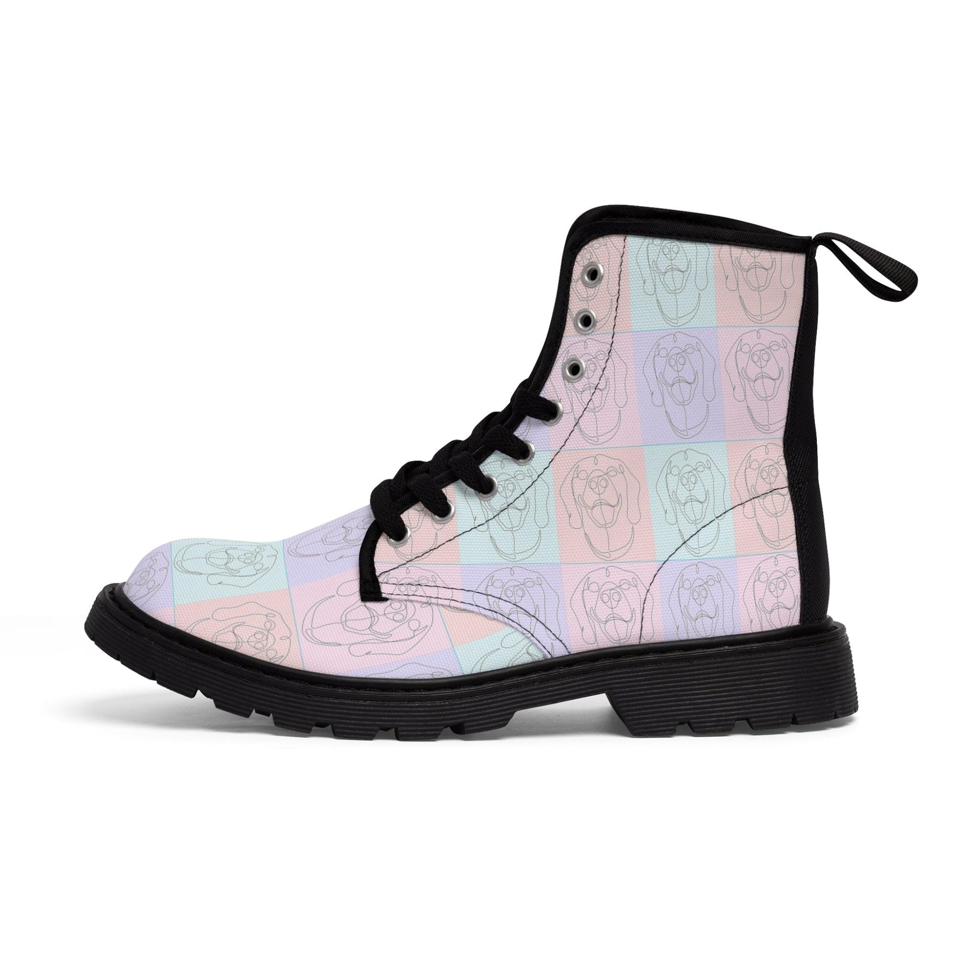 Women's Canvas Boots with Rhodesian Ridgeback Tile Effect Design - Hobbster