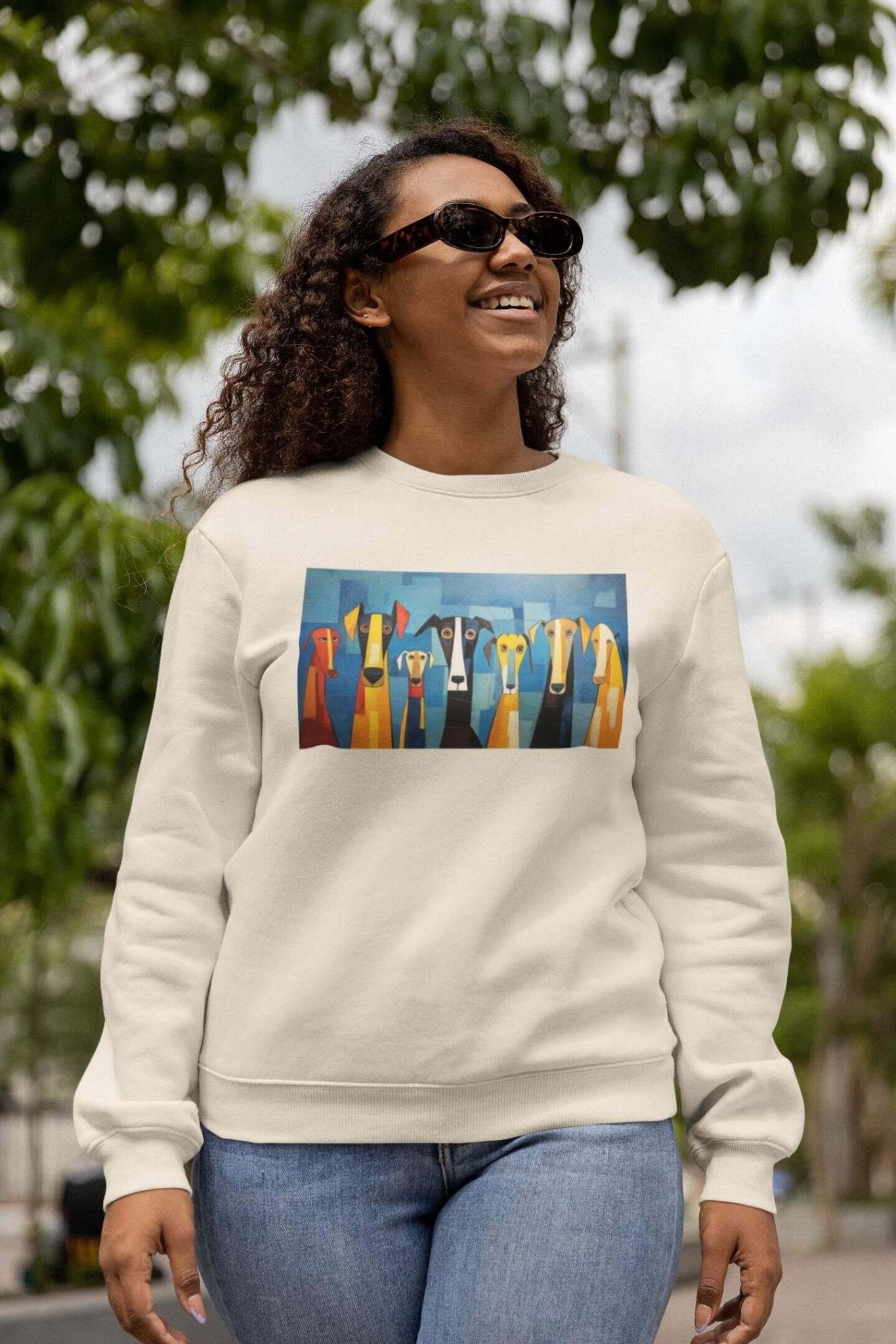 Women's Classic Crewneck Sweatshirt Featuring The Original Dog Pack - Hobbster