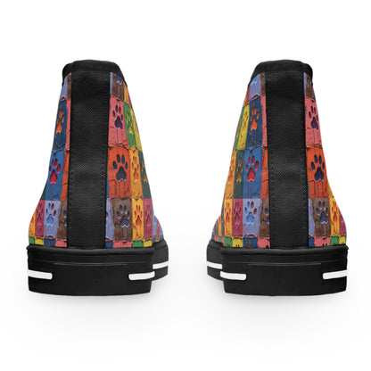 Women's High-Top Featuring Large Painted Paw Prints - Hobbster