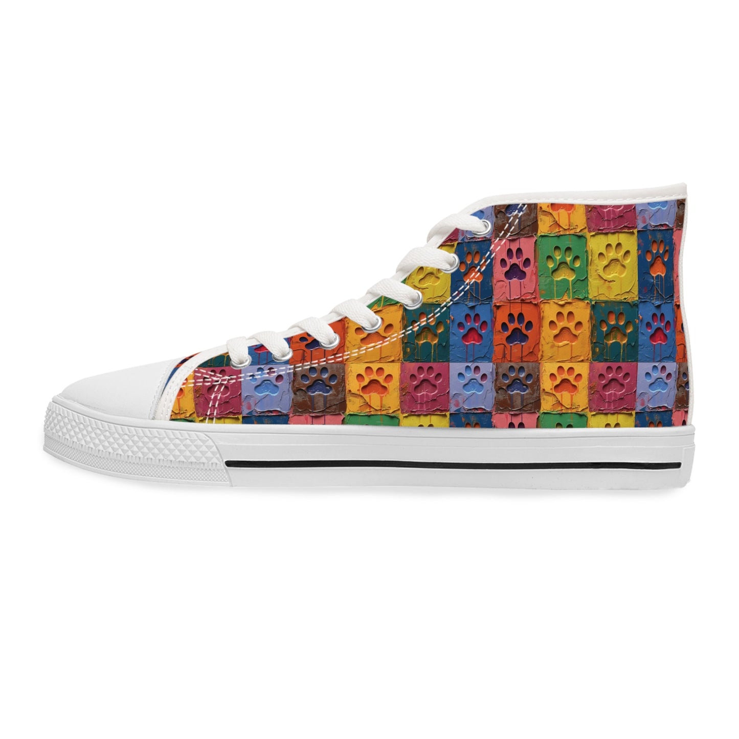 Women's High-Top Featuring Large Painted Paw Prints - Hobbster