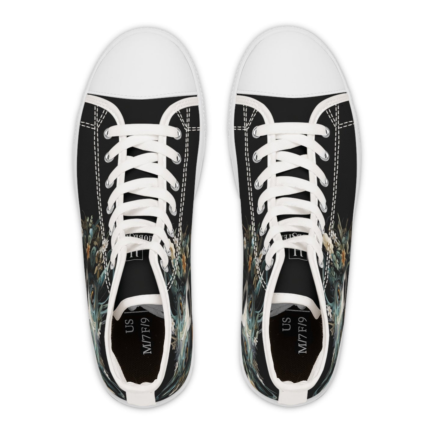 Women's High-Top Trainers featuring a Greyhound Paper Quilling Effect Design - Hobbster