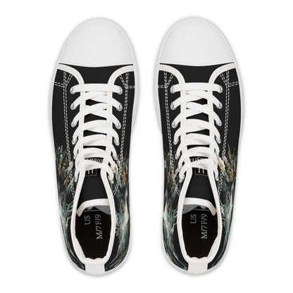 Women's High-Top Trainers featuring a Greyhound Paper Quilling Effect Design - Hobbster