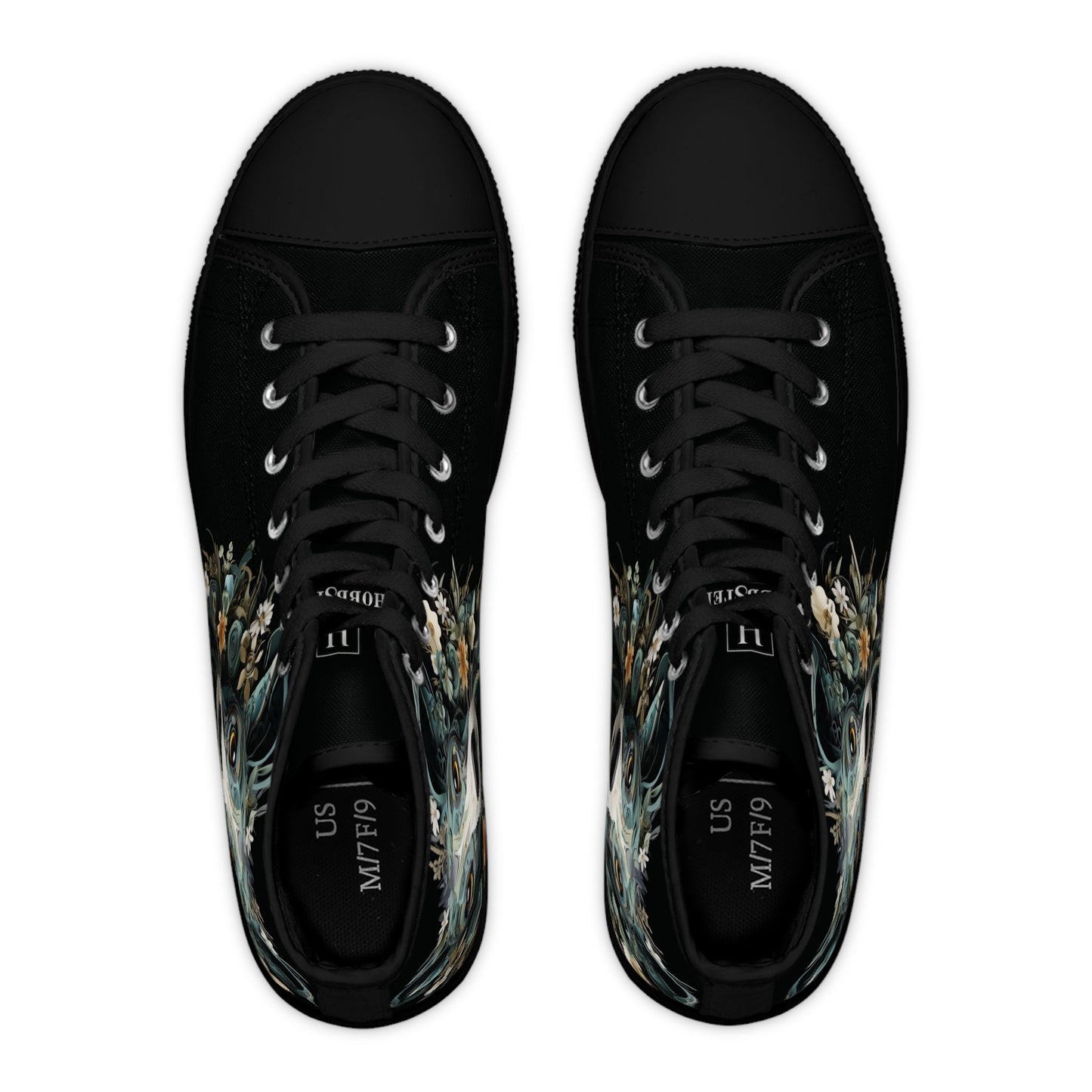 Women's High-Top Trainers featuring a Greyhound Paper Quilling Effect Design - Hobbster