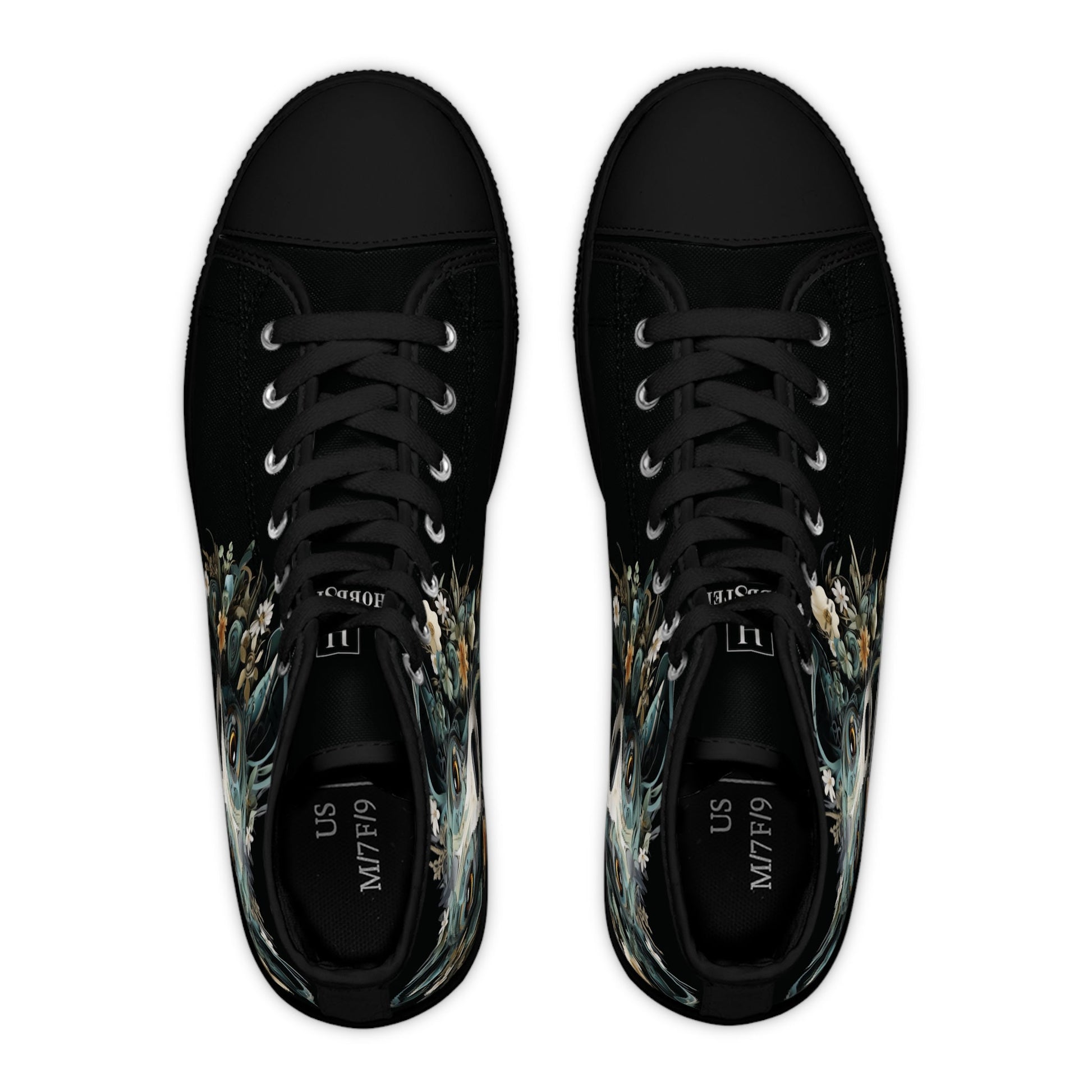 Women's High-Top Trainers featuring a Greyhound Paper Quilling Effect Design - Hobbster