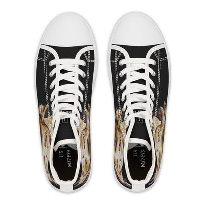 Women's High-Top Trainers featuring a Labrador Paper Quilling Effect Design - Hobbster