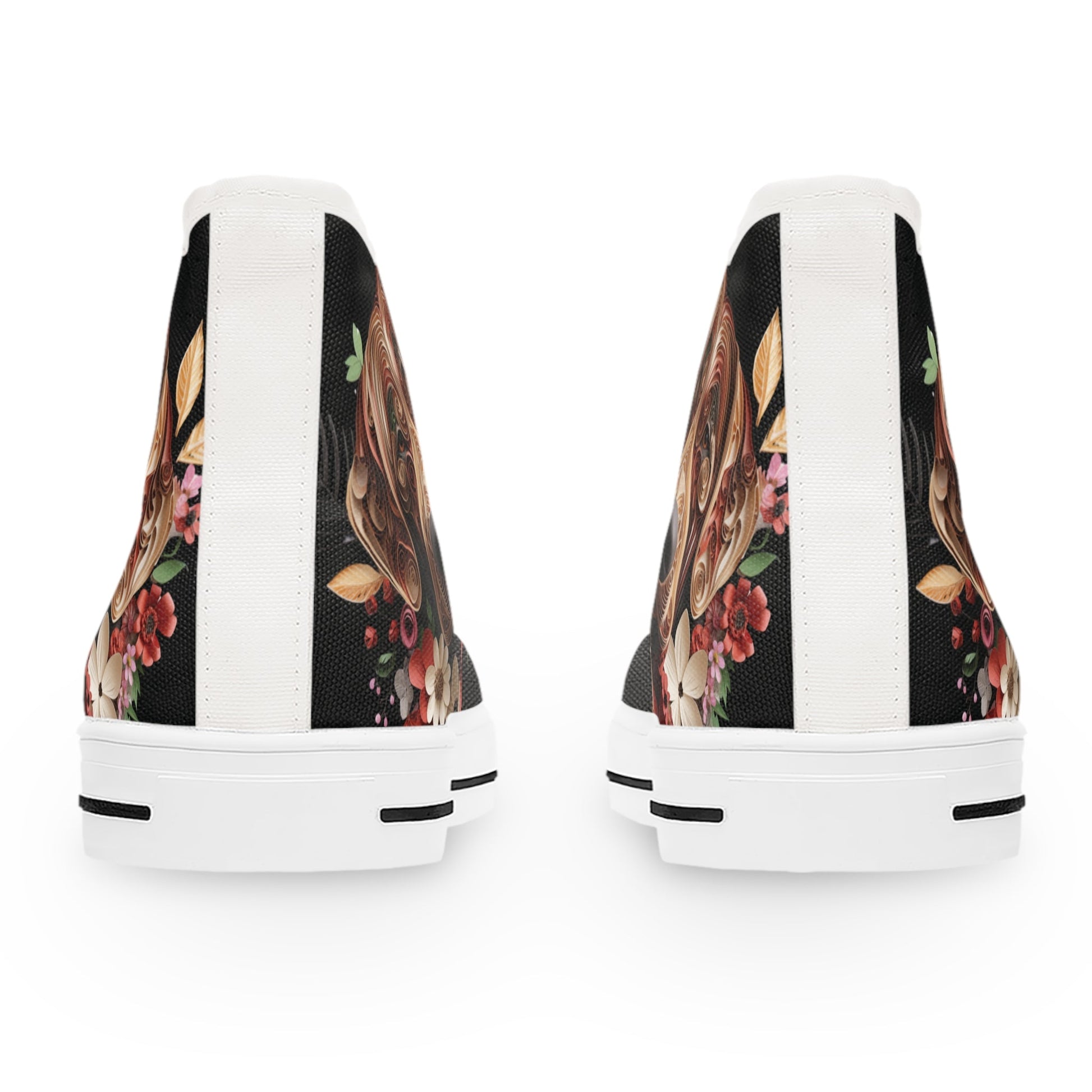 Women's High-Top Trainers featuring Rhodesian Ridgeback Paper Quilling Effect Design - Hobbster