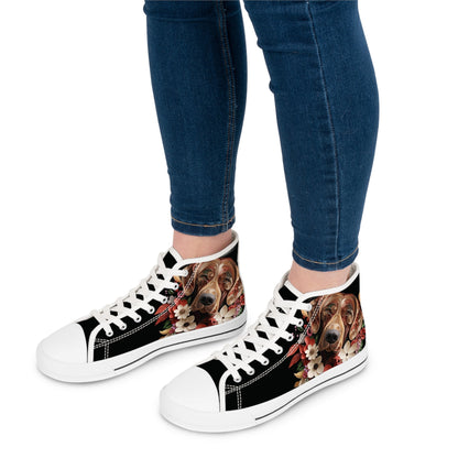 Women's High-Top Trainers featuring Rhodesian Ridgeback Paper Quilling Effect Design - Hobbster