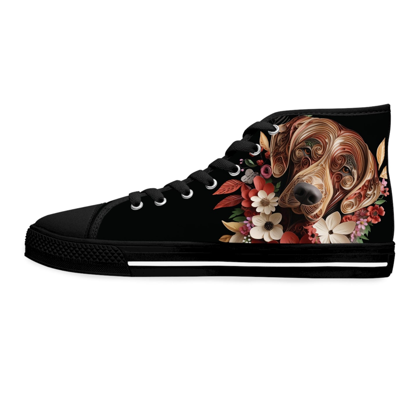 Women's High-Top Trainers featuring Rhodesian Ridgeback Paper Quilling Effect Design - Hobbster