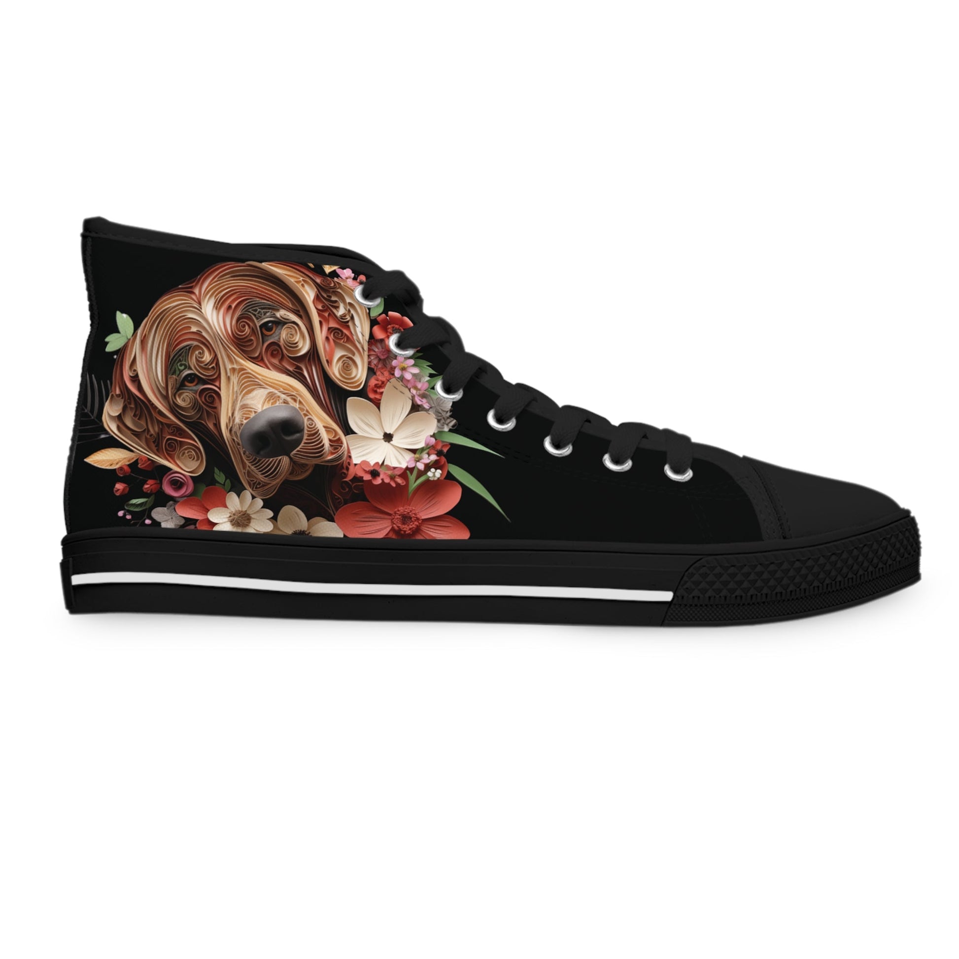 Women's High-Top Trainers featuring Rhodesian Ridgeback Paper Quilling Effect Design - Hobbster