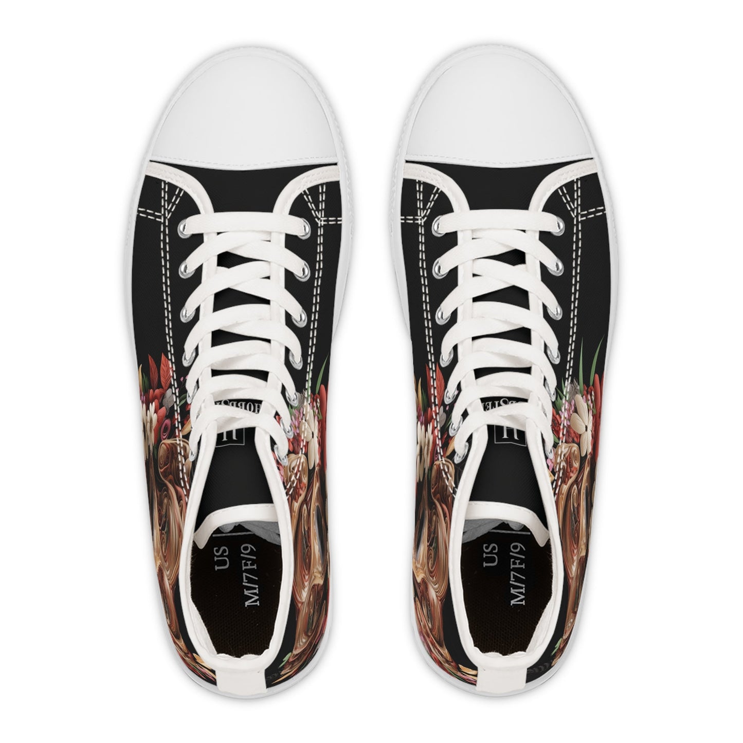 Women's High-Top Trainers featuring Rhodesian Ridgeback Paper Quilling Effect Design - Hobbster