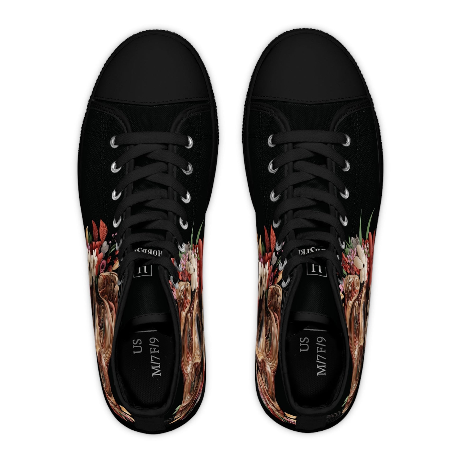 Women's High-Top Trainers featuring Rhodesian Ridgeback Paper Quilling Effect Design - Hobbster