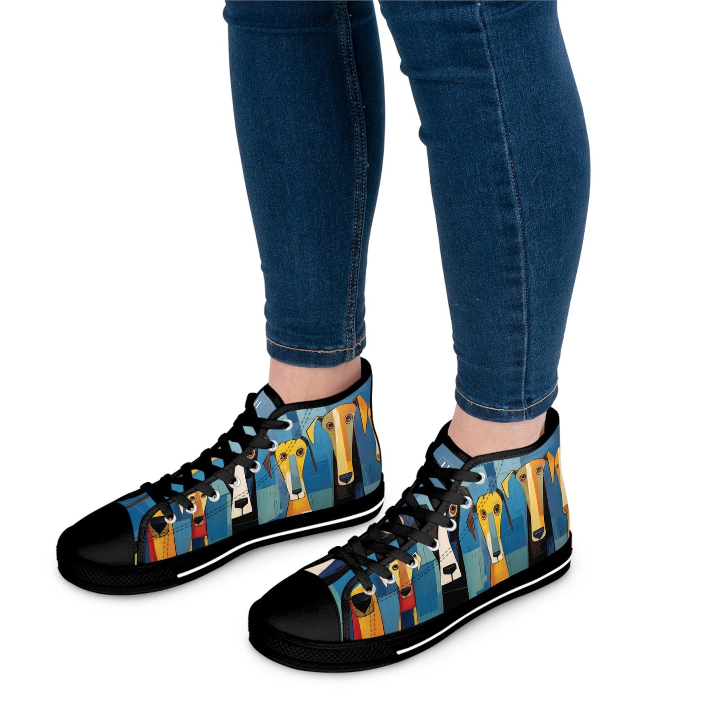 Women's High-Top Trainers Featuring The Original Dog Pack - Hobbster