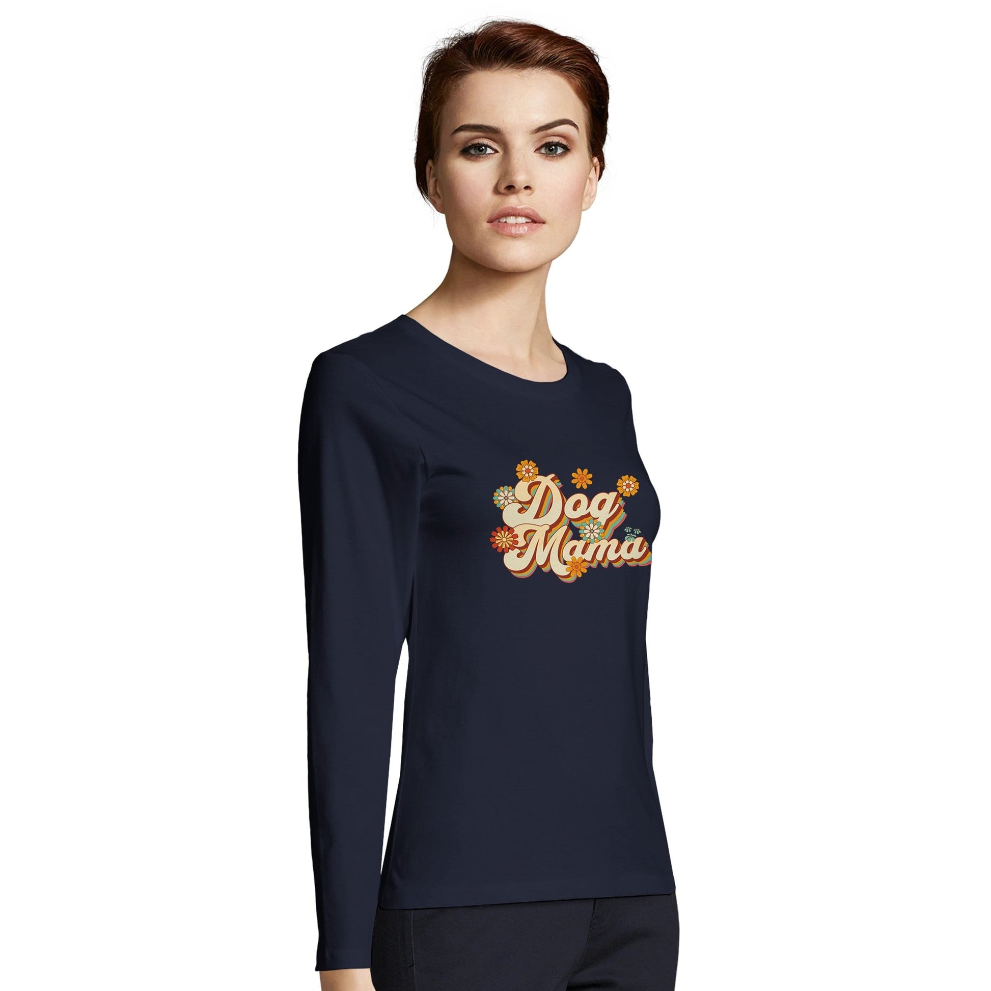 Women's Long Sleeve Fitted T-shirt | Dog Mama - Hobbster
