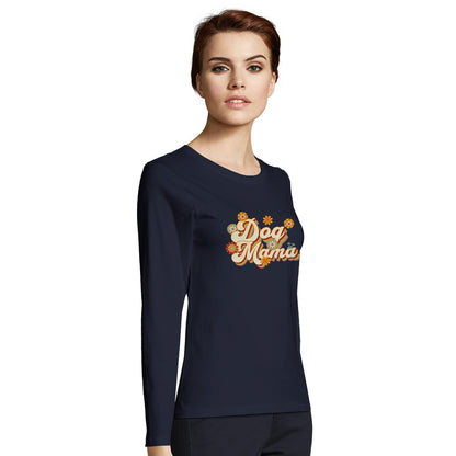 Women's Long Sleeve Fitted T-shirt | Dog Mama - Hobbster