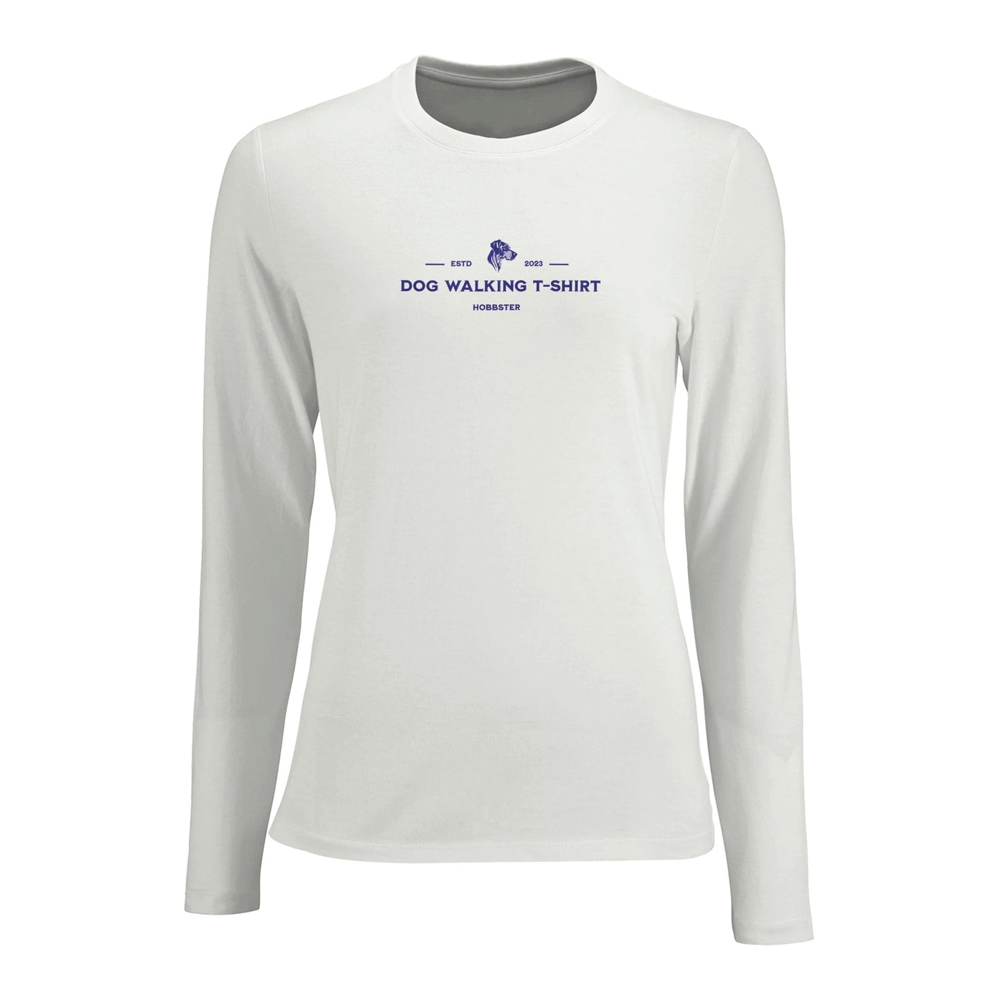 Women's Long Sleeve Fitted T-shirt | Dog Walking - Hobbster