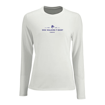 Women's Long Sleeve Fitted T-shirt | Dog Walking - Hobbster