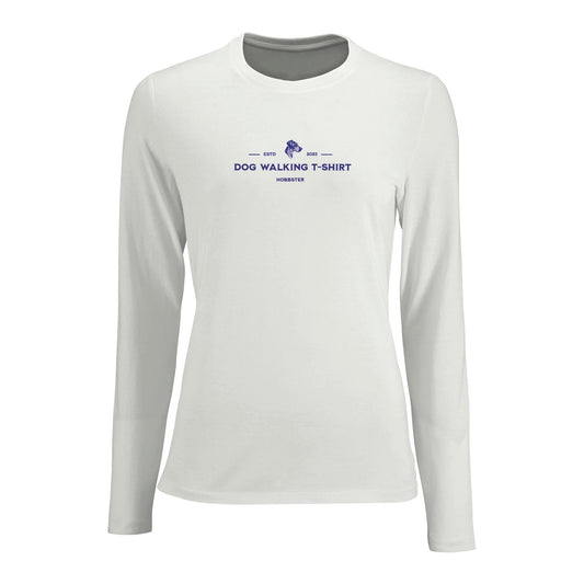 Women's Long Sleeve Fitted T-shirt | Dog Walking - Hobbster