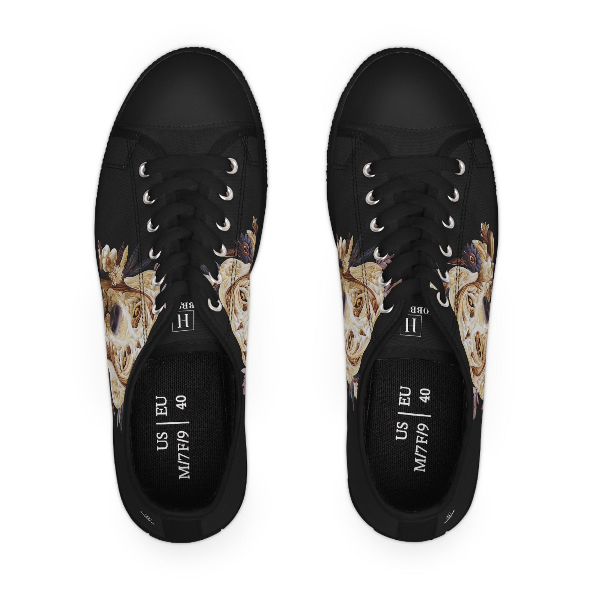 Women's Low-Top Trainers featuring Labrador Paper Quilling Effect Design - Hobbster