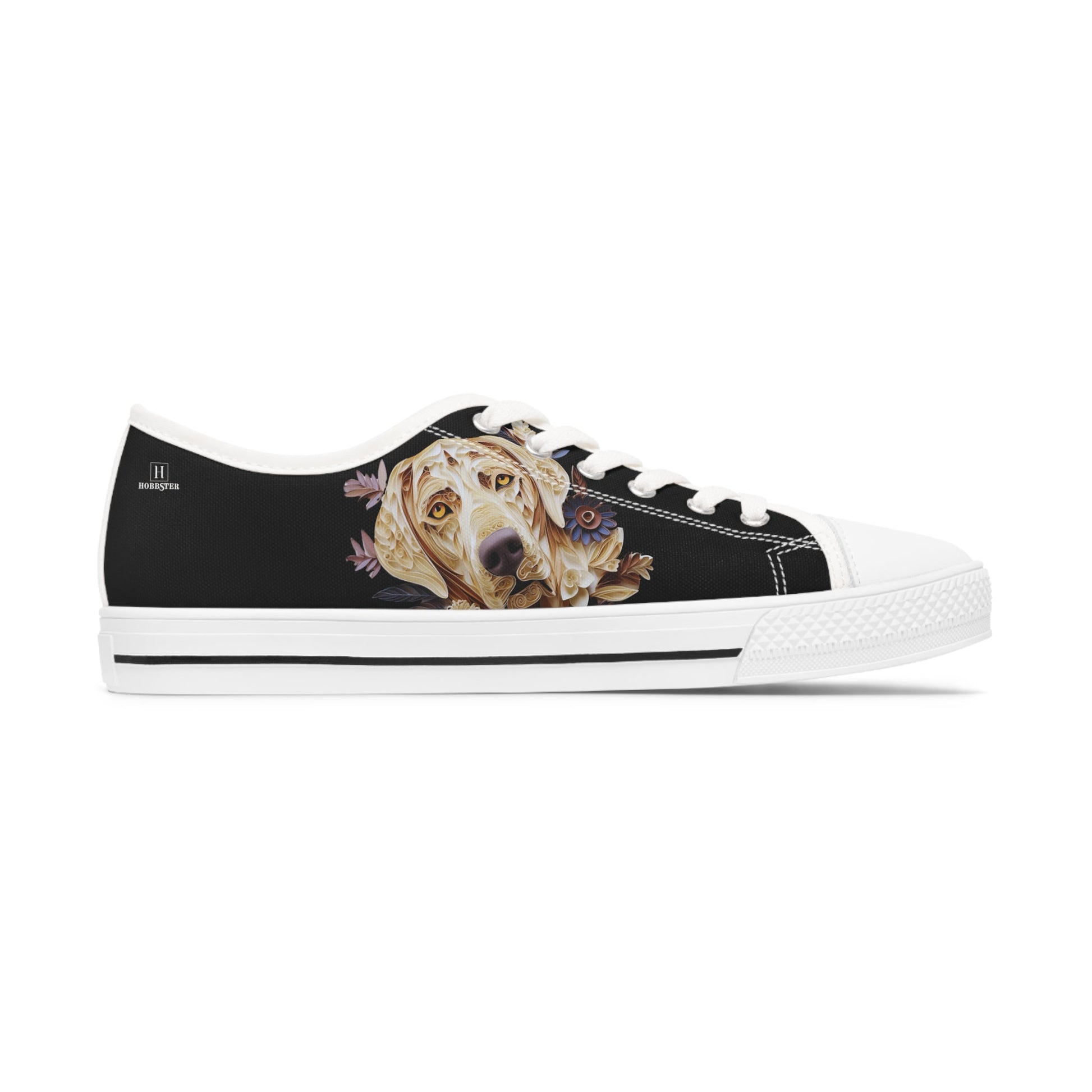 Women's Low-Top Trainers featuring Labrador Paper Quilling Effect Design - Hobbster