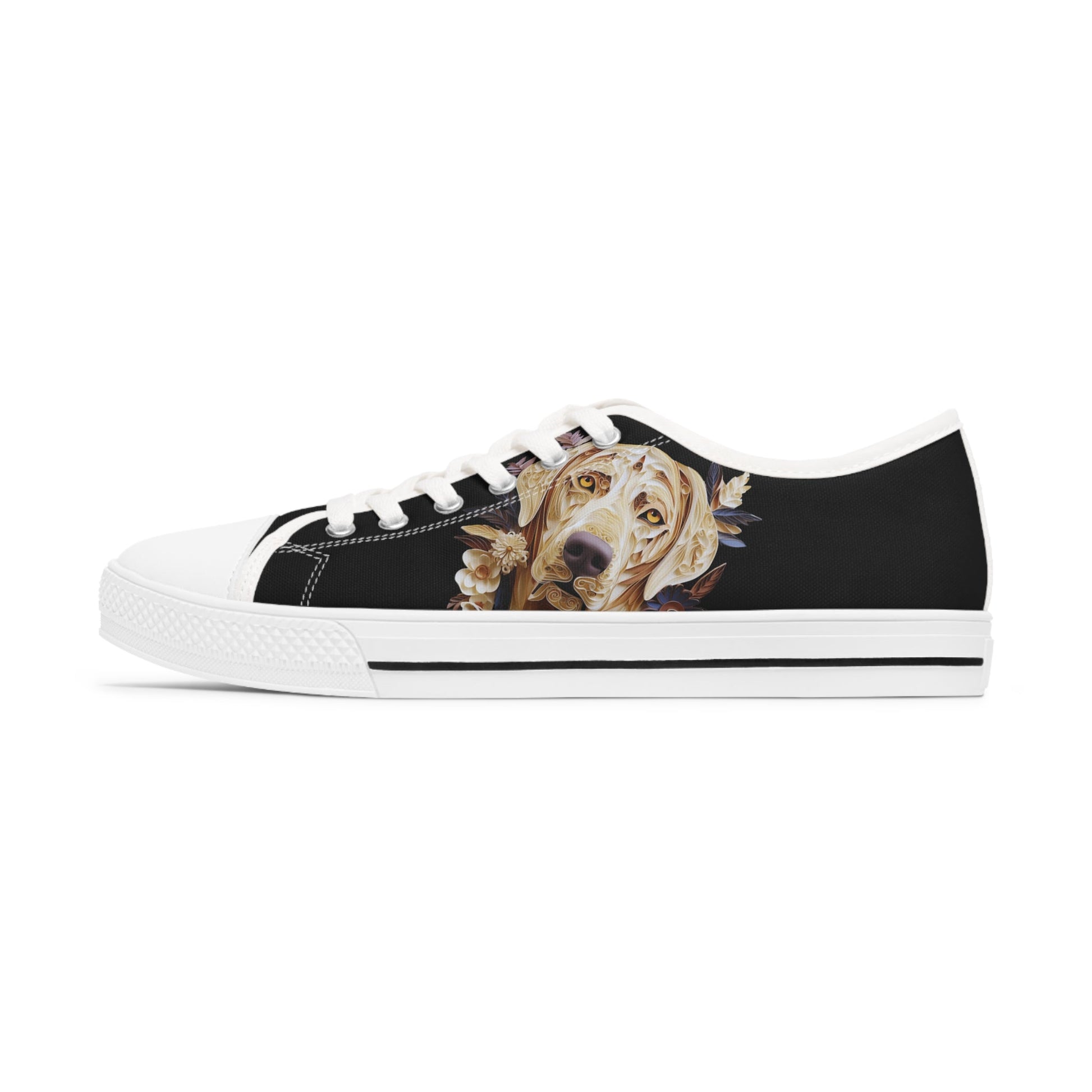 Women's Low-Top Trainers featuring Labrador Paper Quilling Effect Design - Hobbster