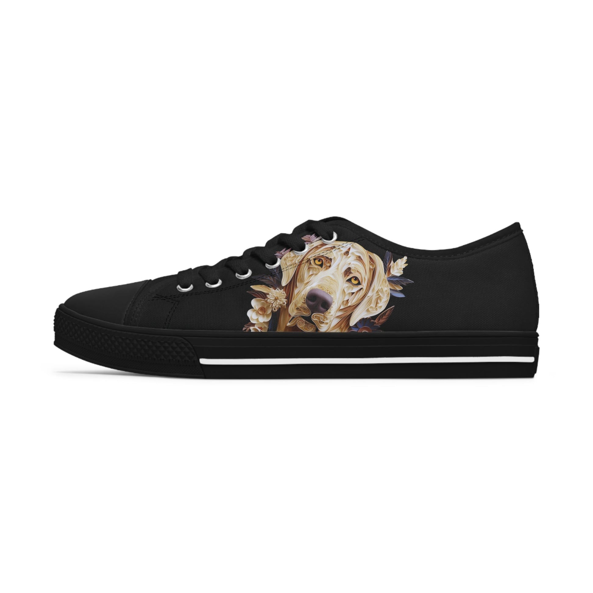 Women's Low-Top Trainers featuring Labrador Paper Quilling Effect Design - Hobbster