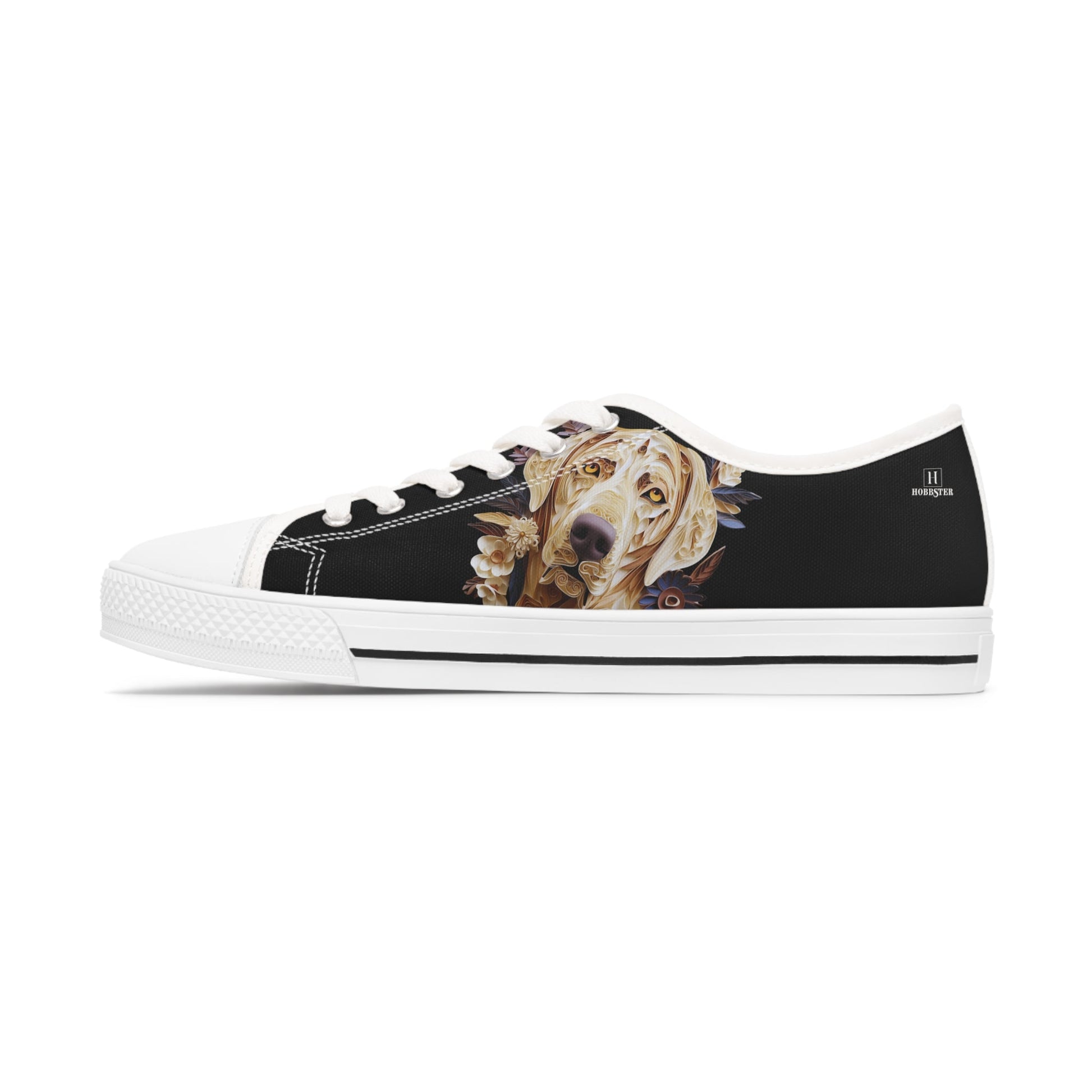 Women's Low-Top Trainers featuring Labrador Paper Quilling Effect Design - Hobbster