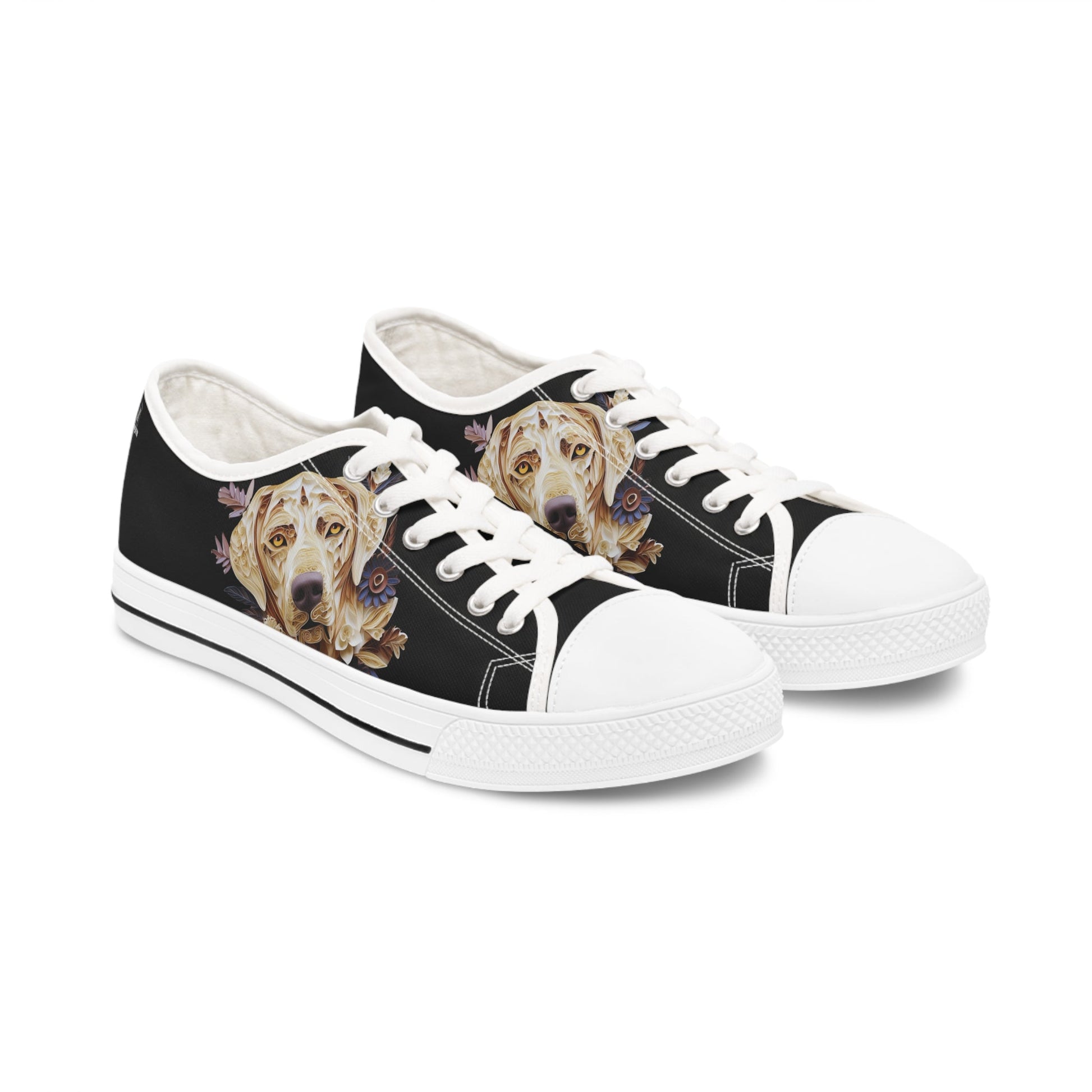 Women's Low-Top Trainers featuring Labrador Paper Quilling Effect Design - Hobbster