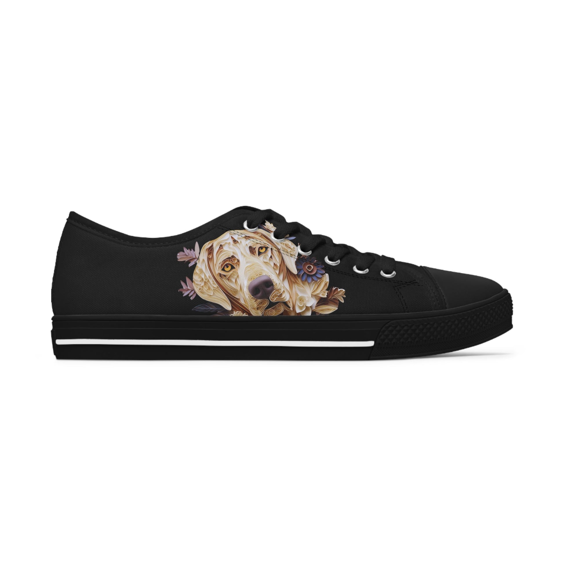 Women's Low-Top Trainers featuring Labrador Paper Quilling Effect Design - Hobbster