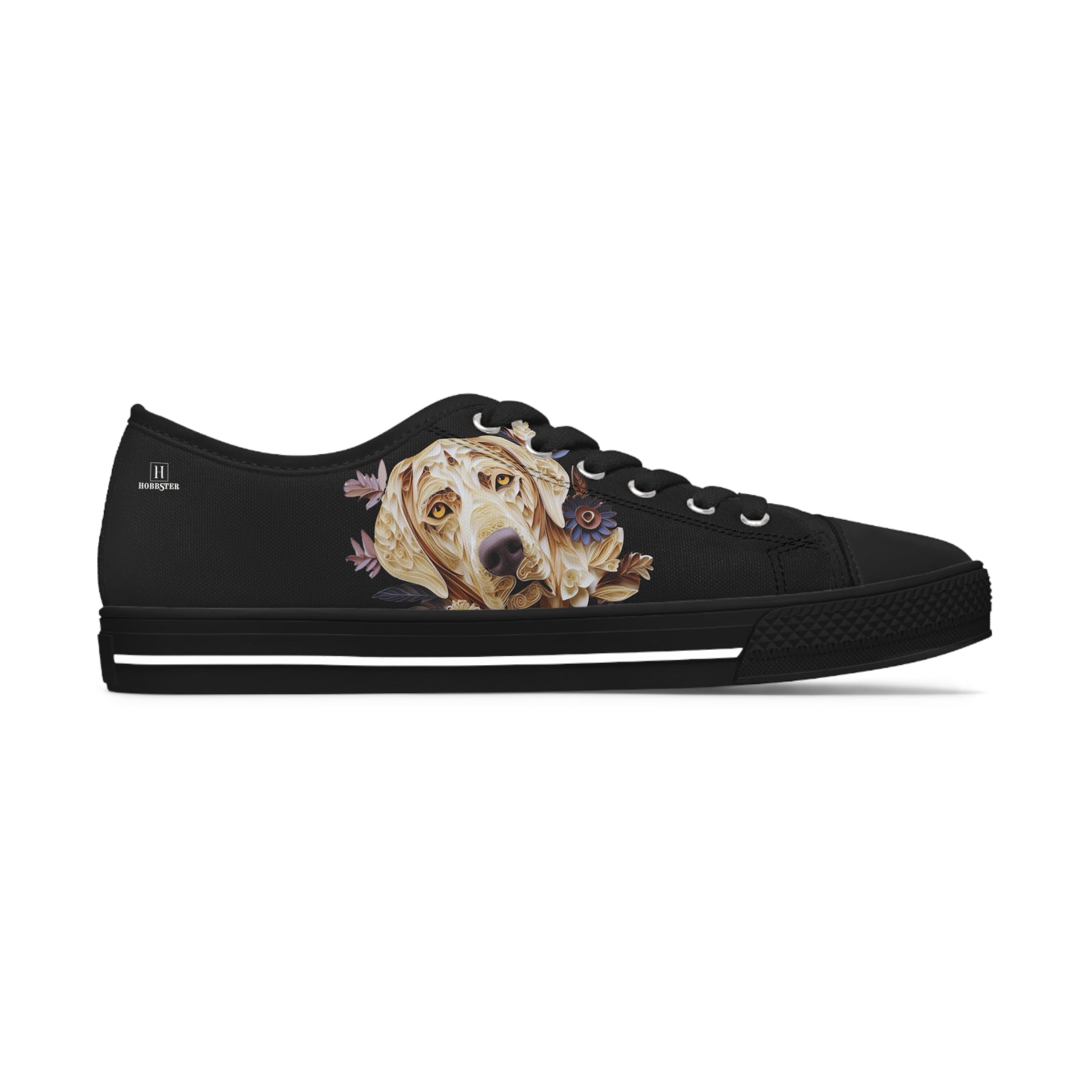 Women's Low-Top Trainers featuring Labrador Paper Quilling Effect Design - Hobbster