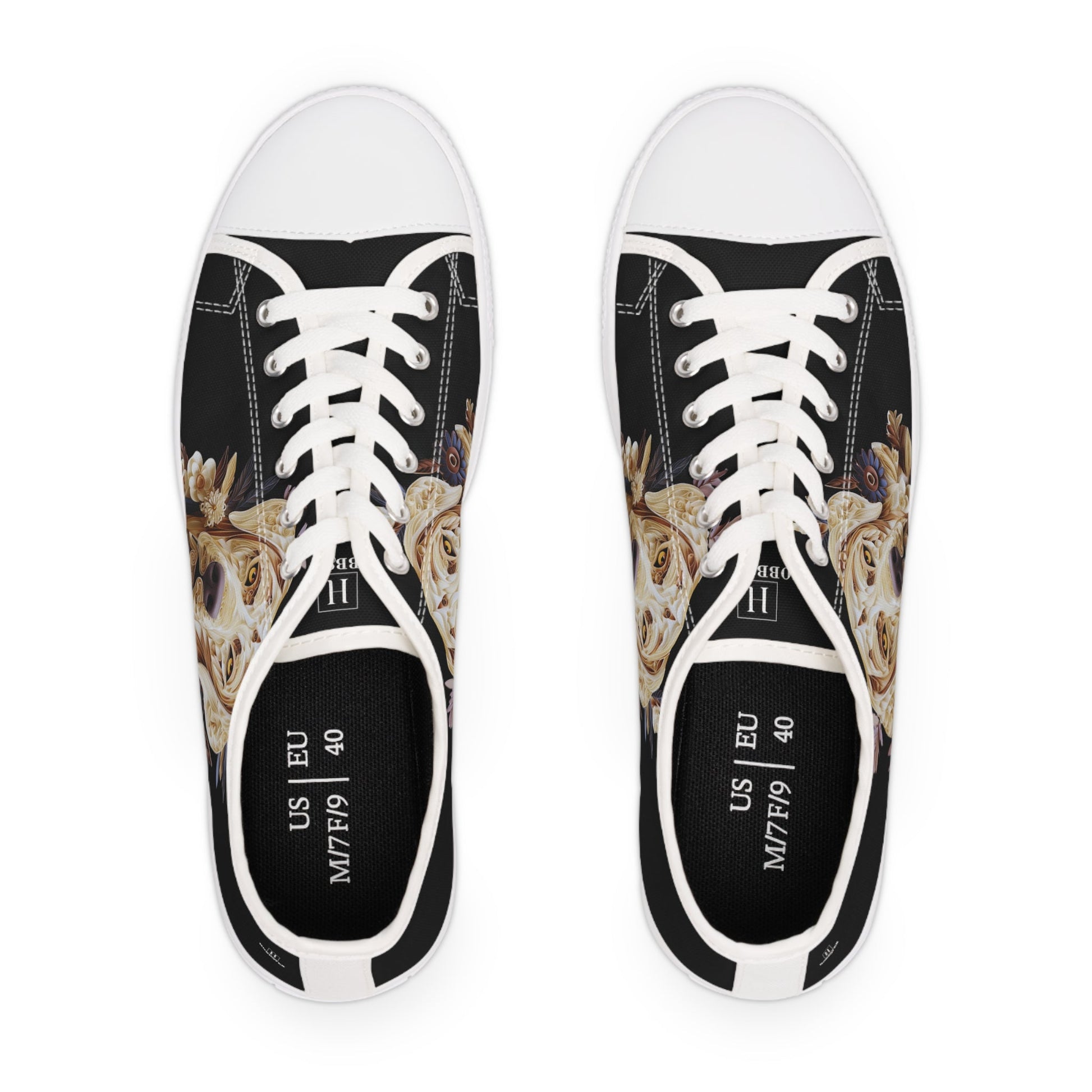 Women's Low-Top Trainers featuring Labrador Paper Quilling Effect Design - Hobbster