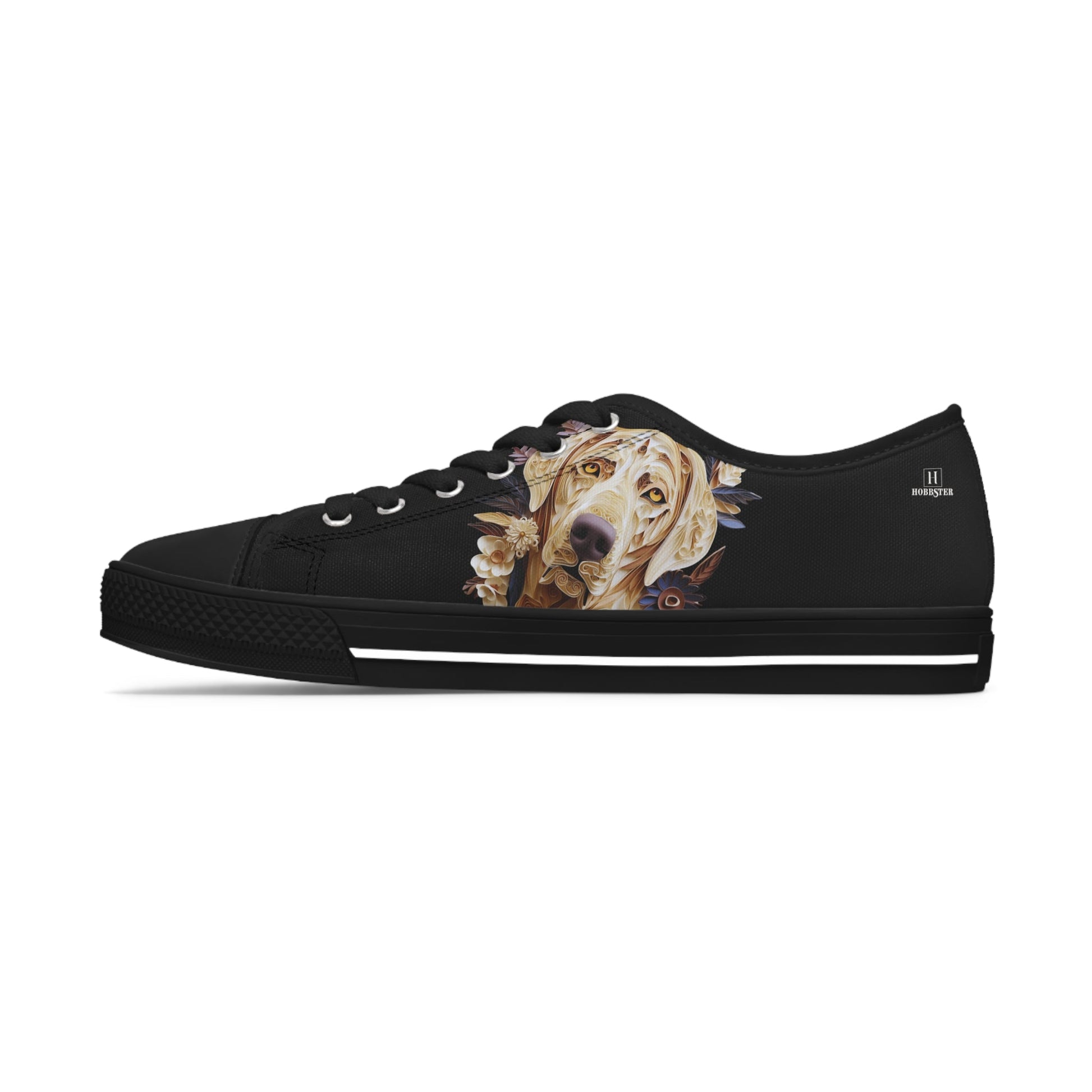 Women's Low-Top Trainers featuring Labrador Paper Quilling Effect Design - Hobbster