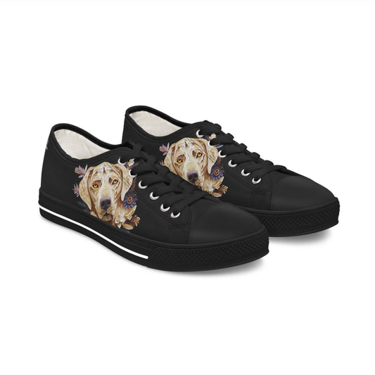 Women's Low-Top Trainers featuring Labrador Paper Quilling Effect Design - Hobbster