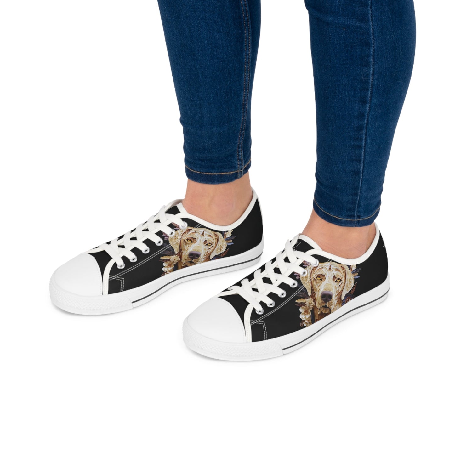 Women's Low-Top Trainers featuring Labrador Paper Quilling Effect Design - Hobbster