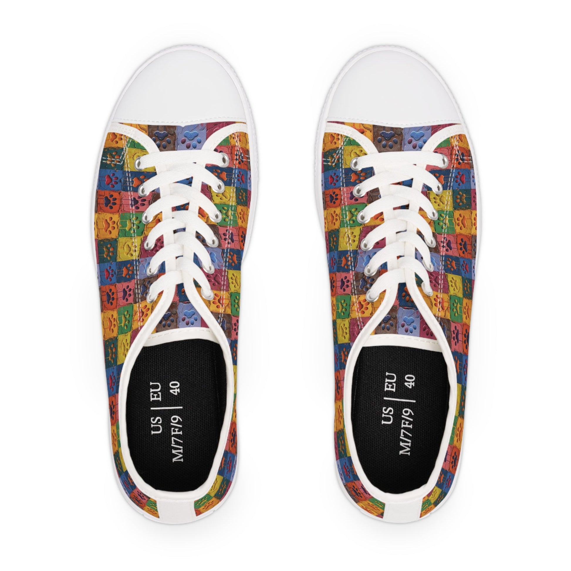 Women's Low-Top Trainers Featuring Large Painted Paw Prints - Hobbster