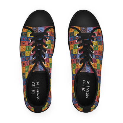 Women's Low-Top Trainers Featuring Large Painted Paw Prints - Hobbster