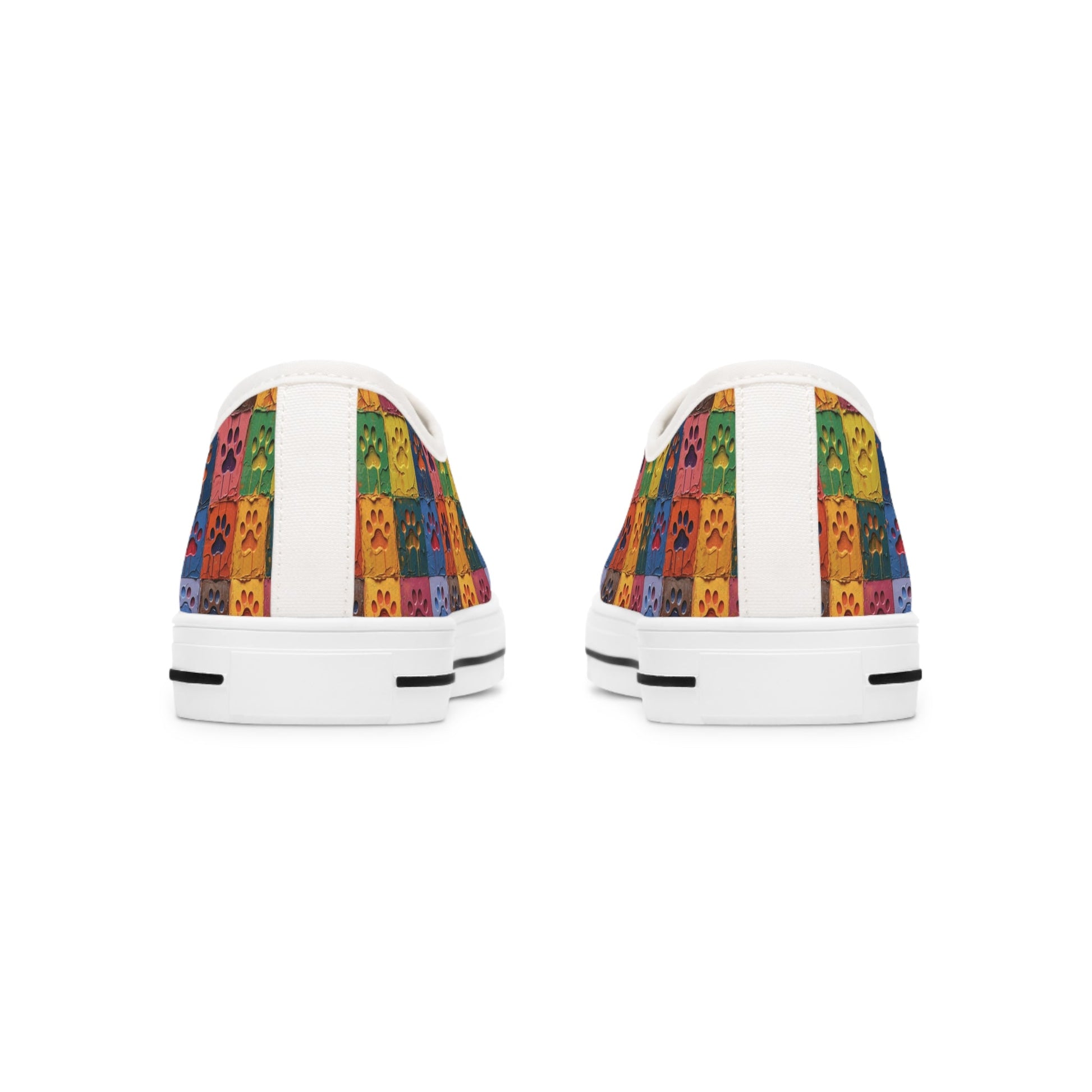 Women's Low-Top Trainers Featuring Large Painted Paw Prints - Hobbster