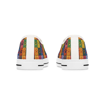 Women's Low-Top Trainers Featuring Large Painted Paw Prints - Hobbster