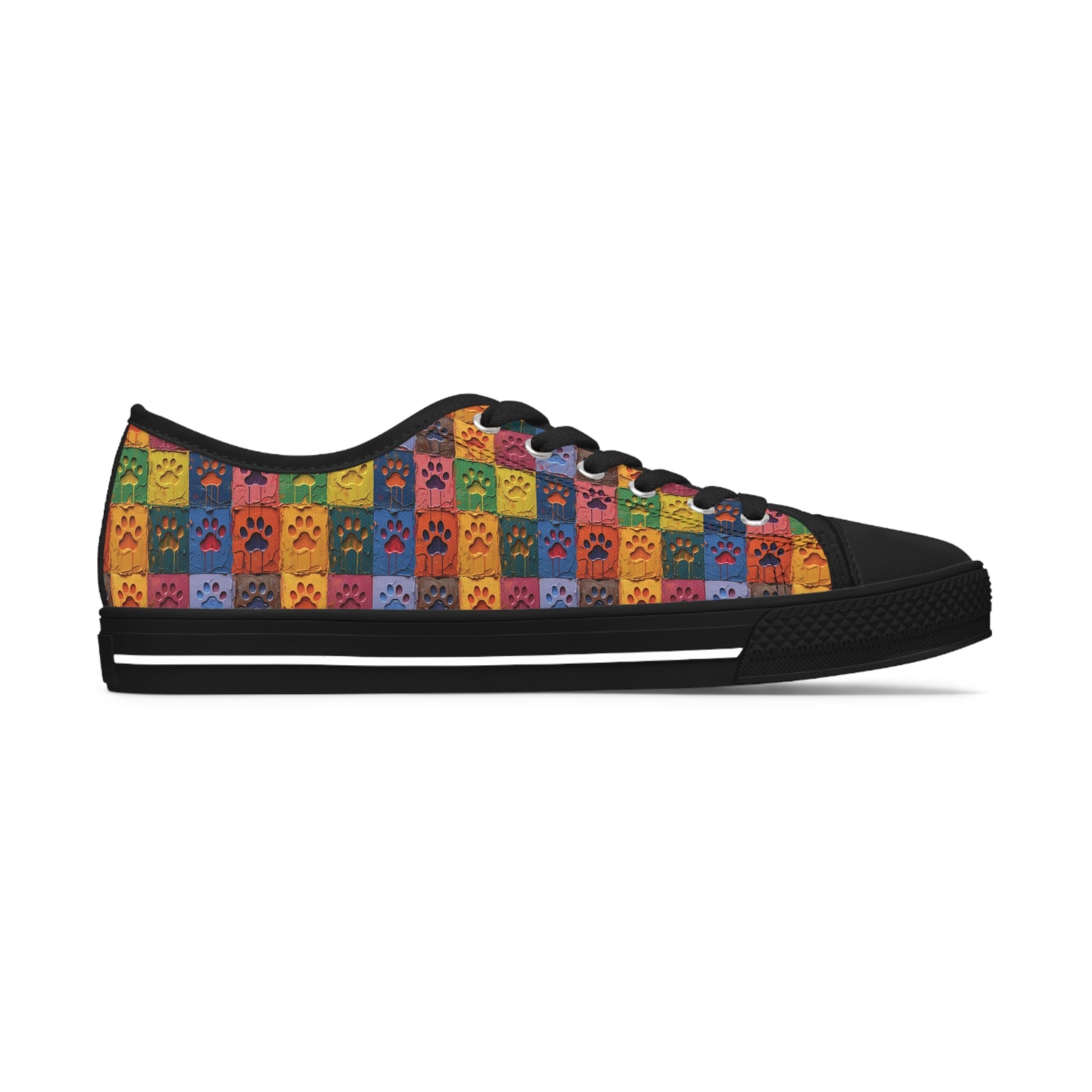 Women's Low-Top Trainers Featuring Large Painted Paw Prints - Hobbster