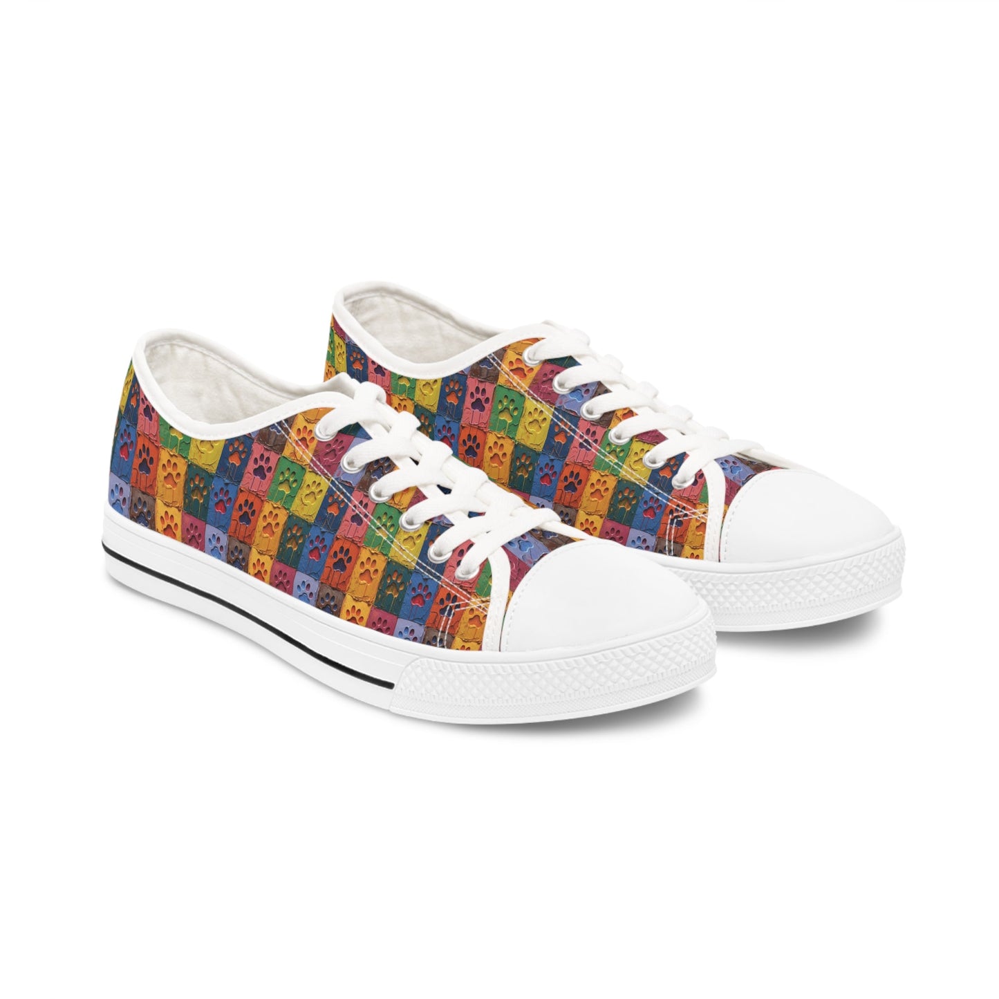 Women's Low-Top Trainers Featuring Large Painted Paw Prints - Hobbster