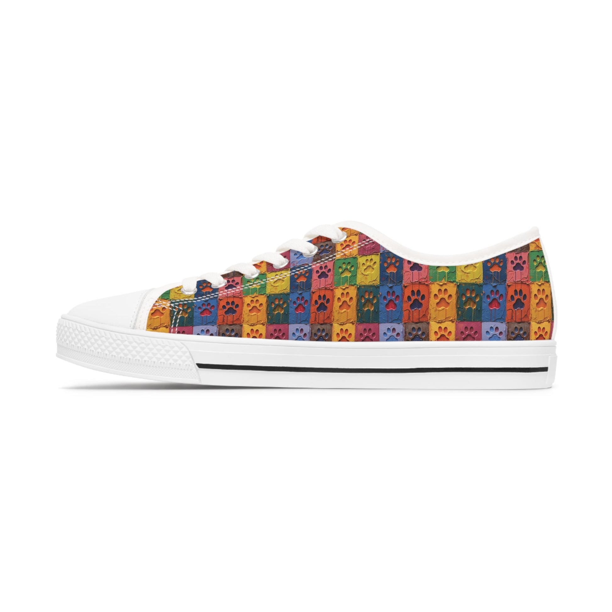 Women's Low-Top Trainers Featuring Large Painted Paw Prints - Hobbster