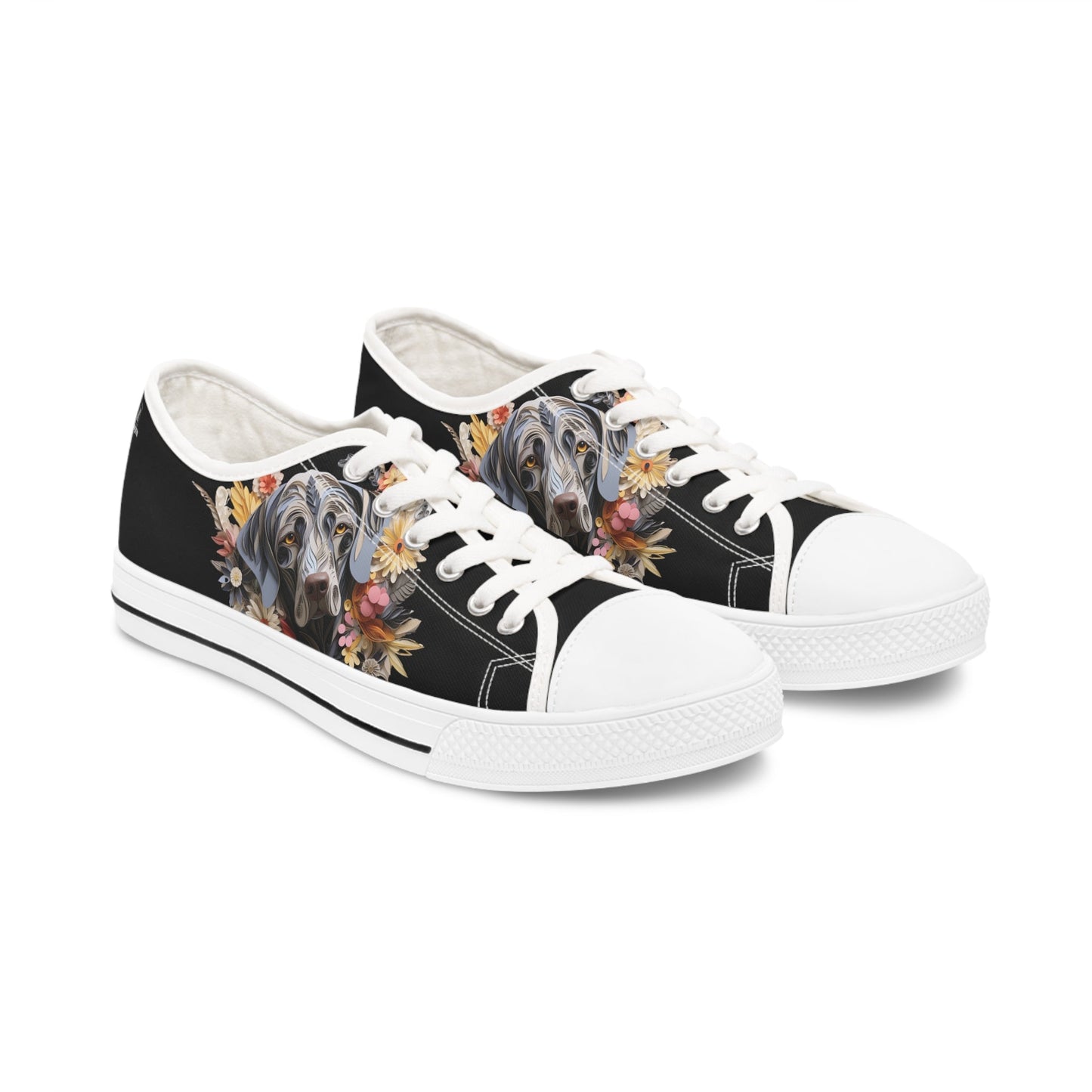 Women's Low-Top Trainers featuring Weimaraner Paper Quilling Effect Design - Hobbster