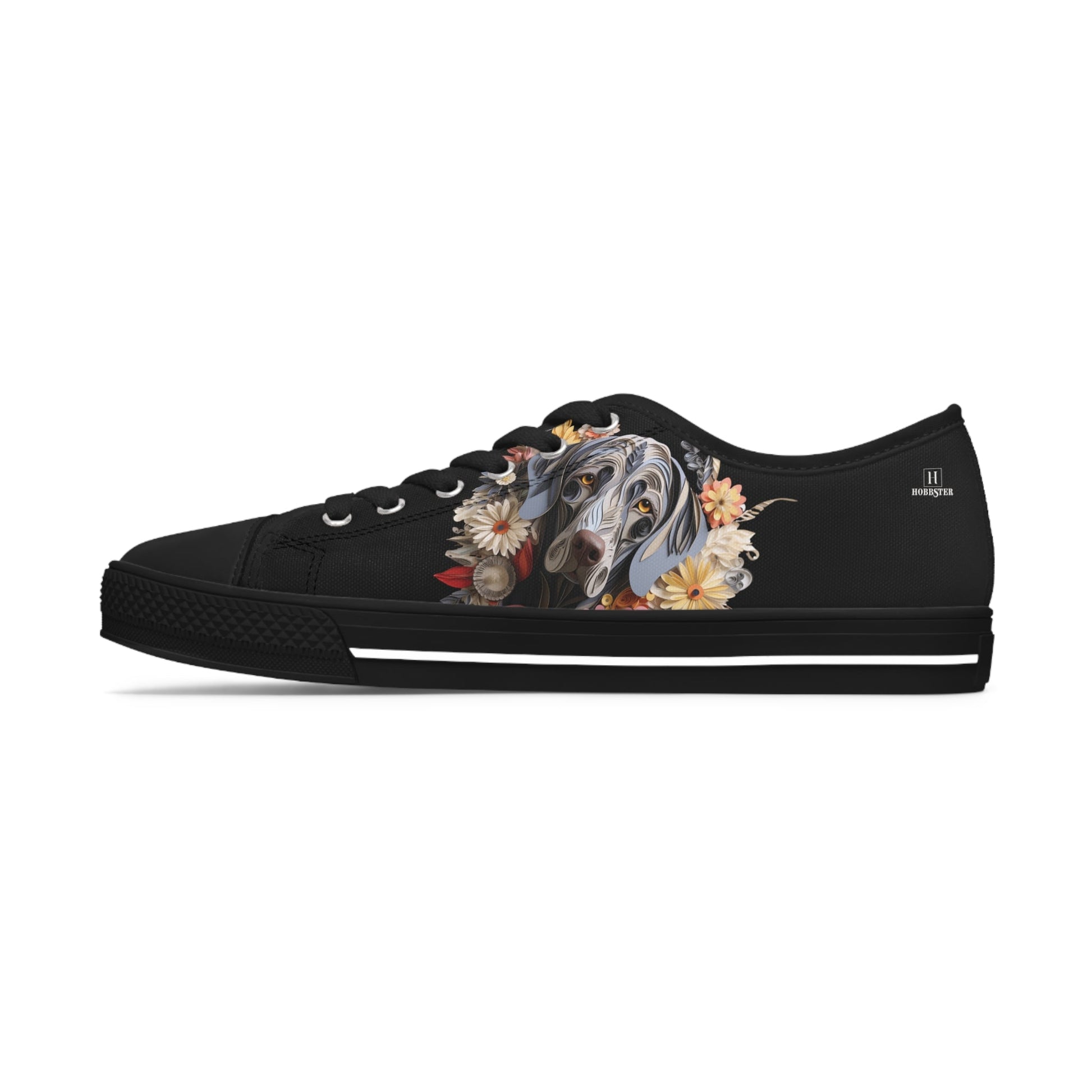Women's Low-Top Trainers featuring Weimaraner Paper Quilling Effect Design - Hobbster
