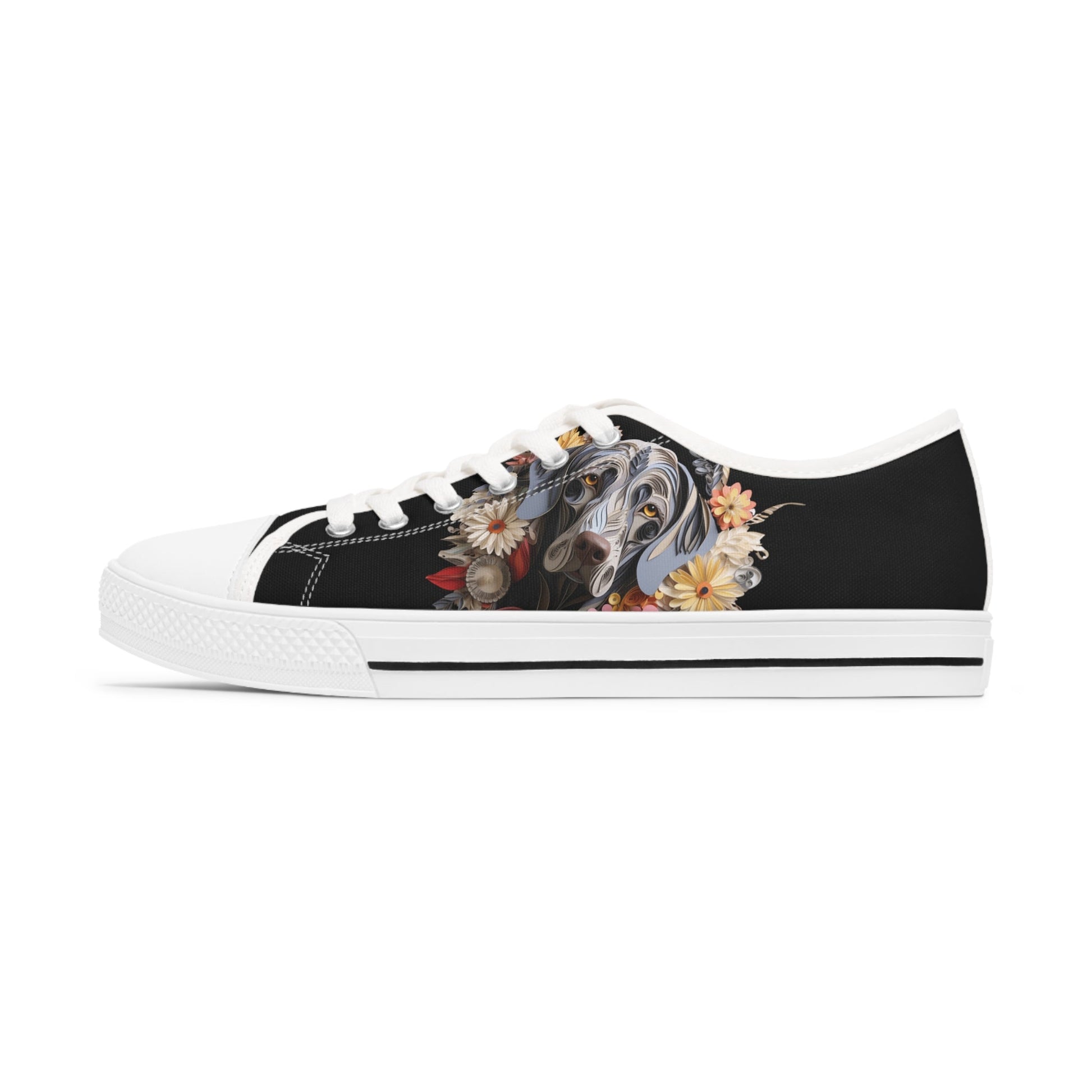 Women's Low-Top Trainers featuring Weimaraner Paper Quilling Effect Design - Hobbster