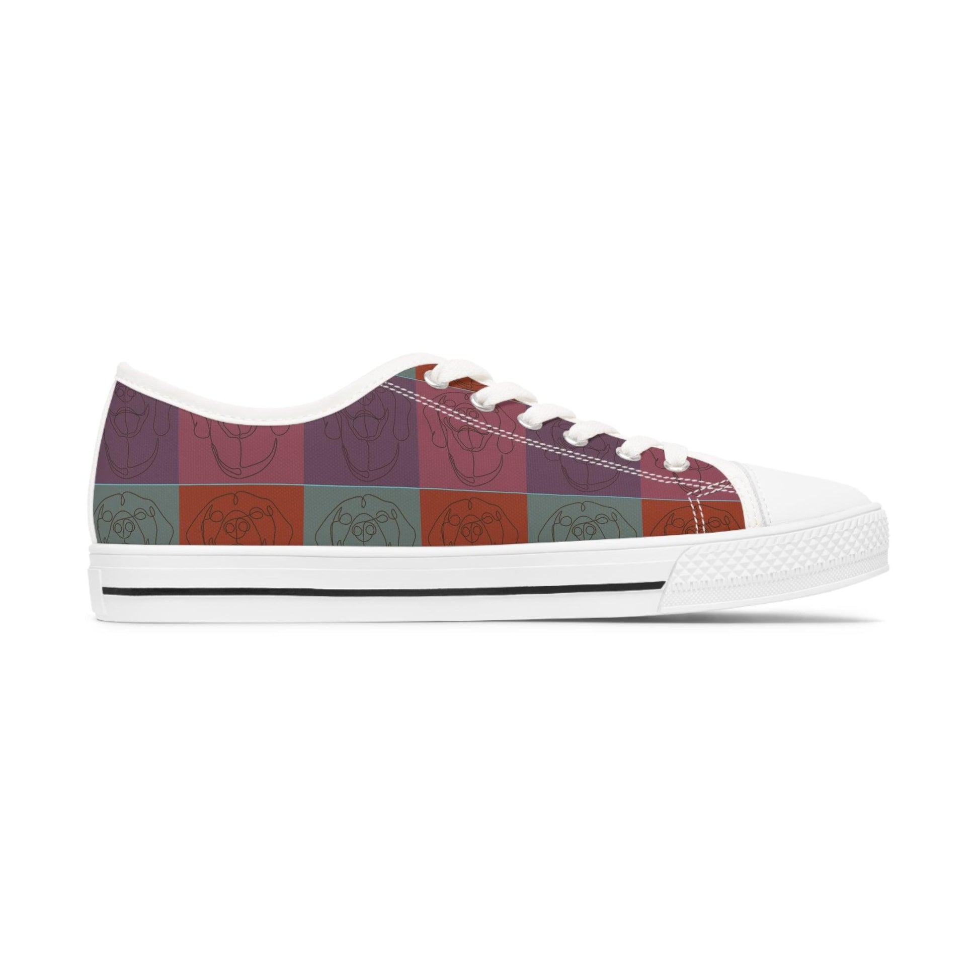 Women's Low Top Trainers in Brown with Rhodesian Ridgeback Tile Effect Design - Hobbster