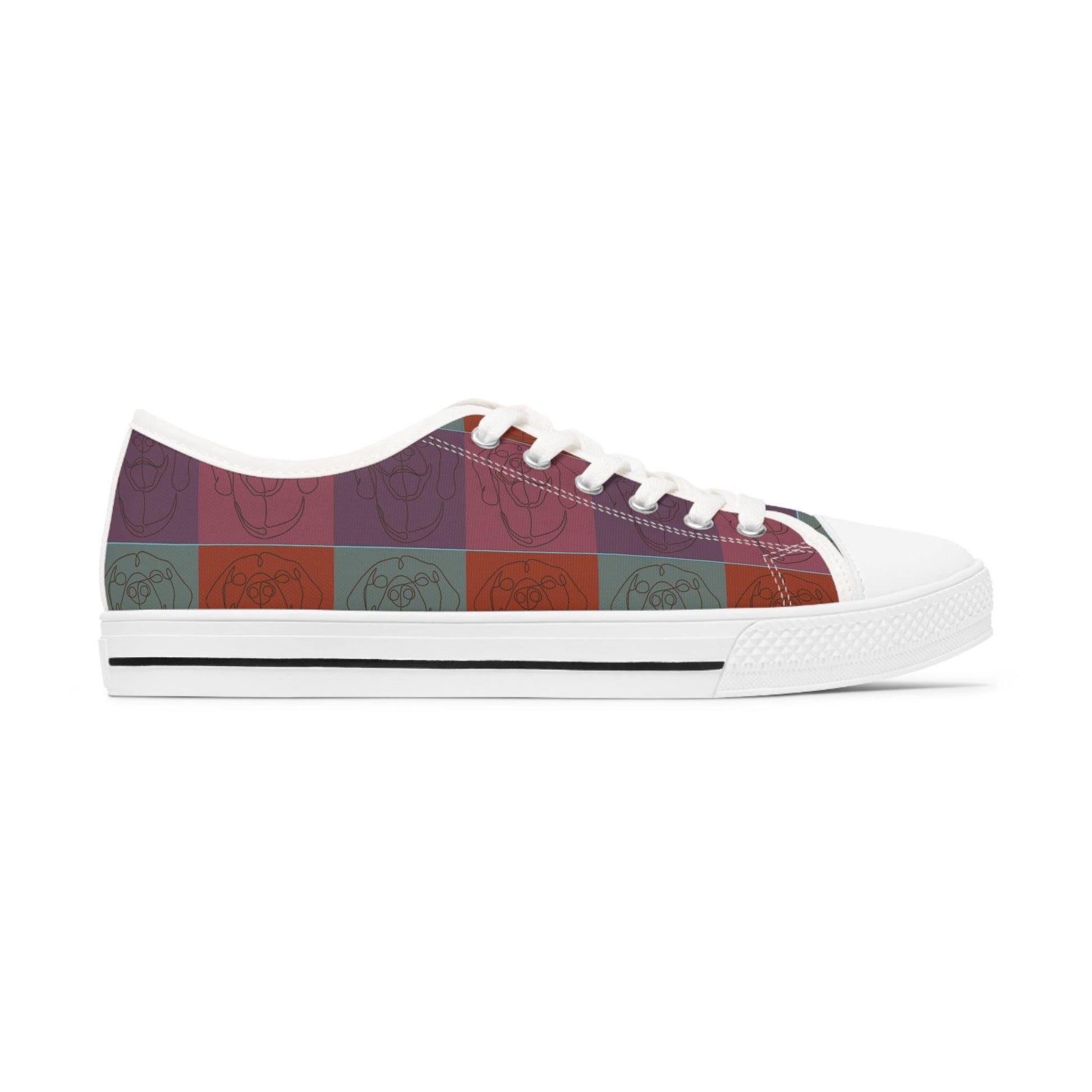 Women's Low Top Trainers in Brown with Rhodesian Ridgeback Tile Effect Design - Hobbster