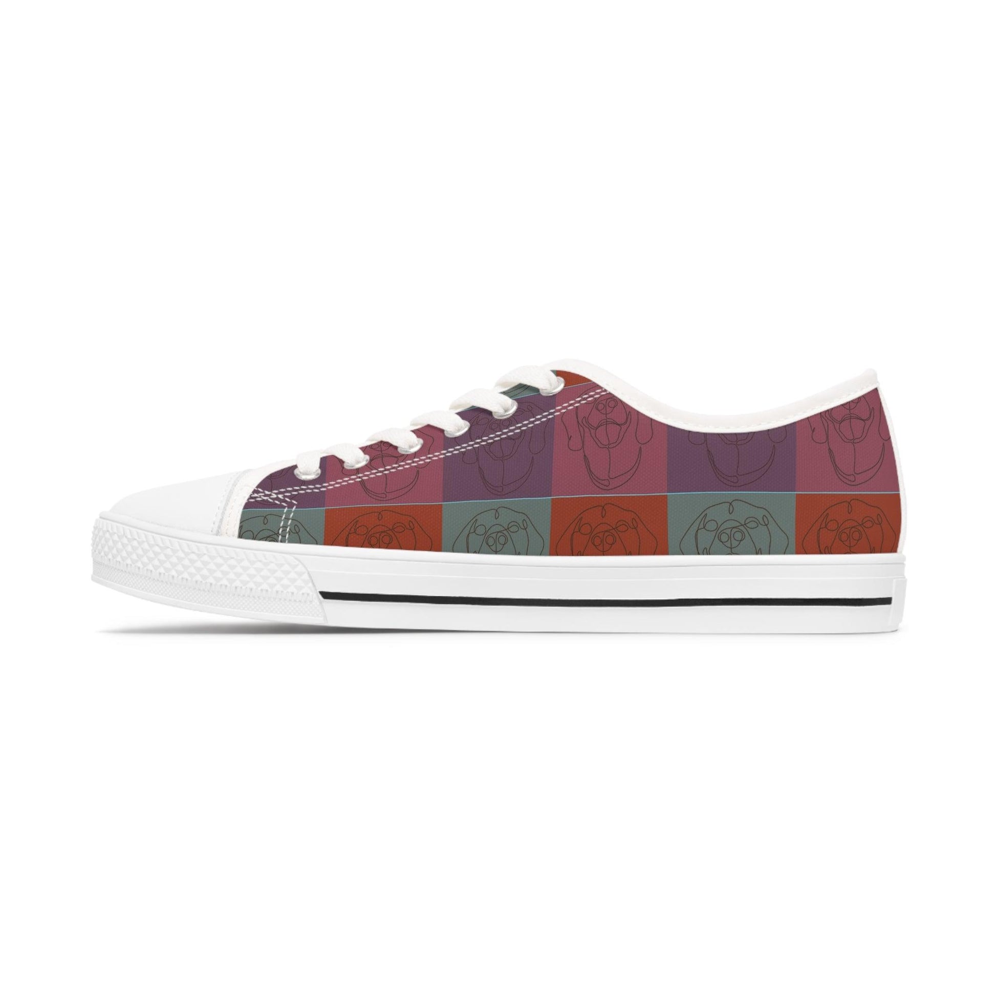 Women's Low Top Trainers in Brown with Rhodesian Ridgeback Tile Effect Design - Hobbster