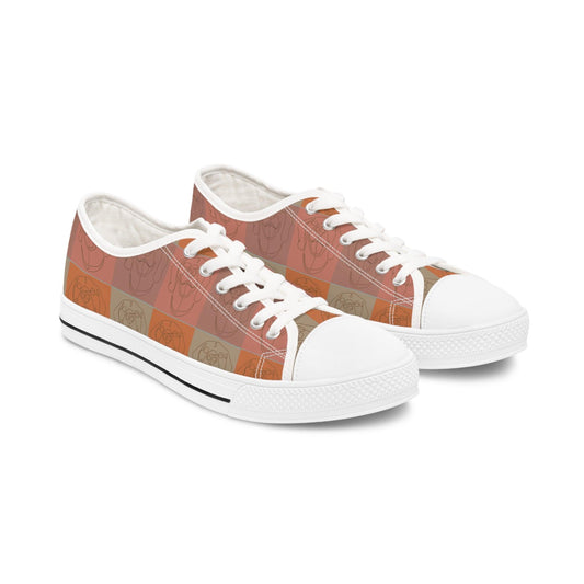 Women's Low Top Trainers in Light Brown with Rhodesian Ridgeback Tile Effect Design - Hobbster